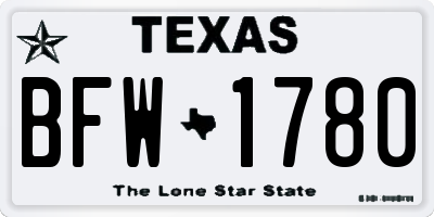 TX license plate BFW1780