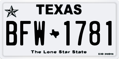 TX license plate BFW1781