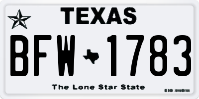 TX license plate BFW1783