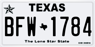 TX license plate BFW1784