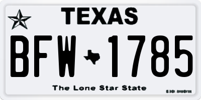 TX license plate BFW1785