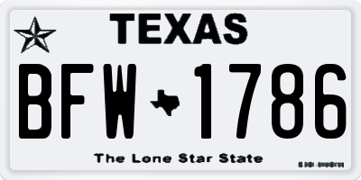 TX license plate BFW1786
