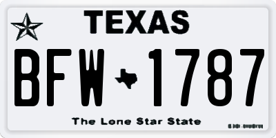 TX license plate BFW1787