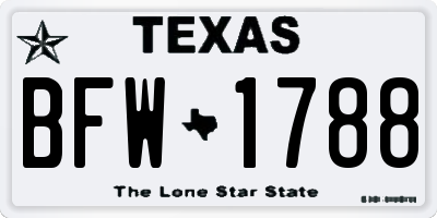 TX license plate BFW1788