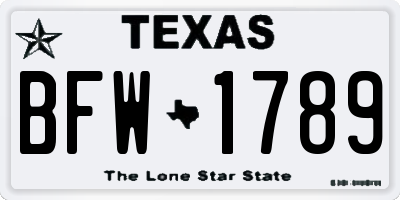 TX license plate BFW1789