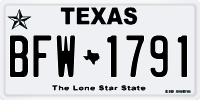 TX license plate BFW1791