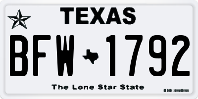 TX license plate BFW1792