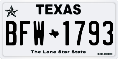 TX license plate BFW1793