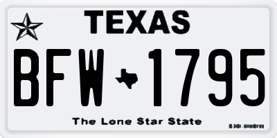 TX license plate BFW1795