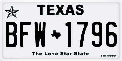 TX license plate BFW1796