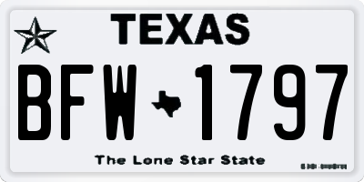 TX license plate BFW1797