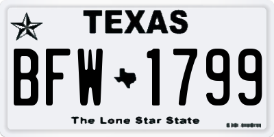 TX license plate BFW1799
