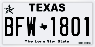 TX license plate BFW1801