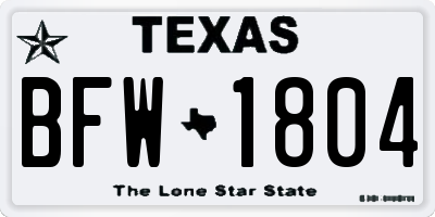 TX license plate BFW1804