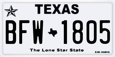 TX license plate BFW1805