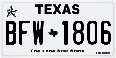 TX license plate BFW1806
