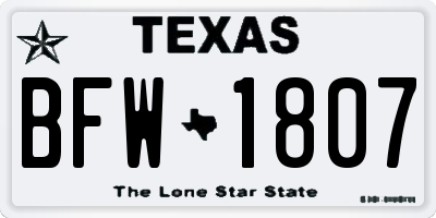 TX license plate BFW1807