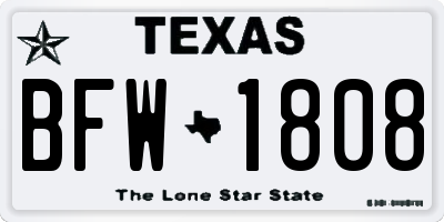 TX license plate BFW1808