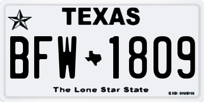 TX license plate BFW1809