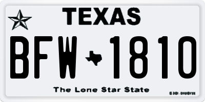 TX license plate BFW1810