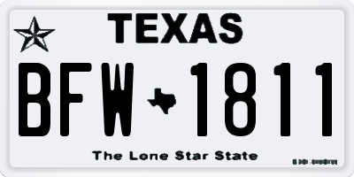 TX license plate BFW1811