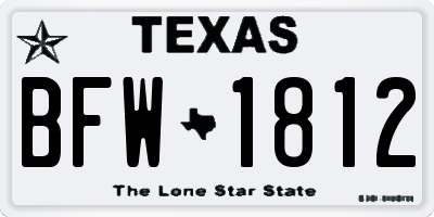 TX license plate BFW1812