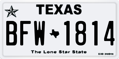 TX license plate BFW1814