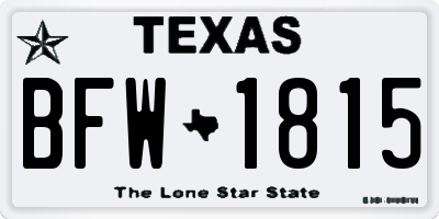 TX license plate BFW1815