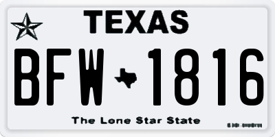 TX license plate BFW1816