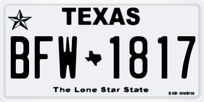 TX license plate BFW1817