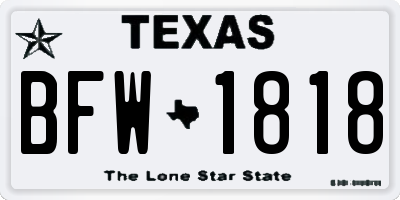 TX license plate BFW1818