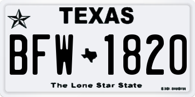 TX license plate BFW1820
