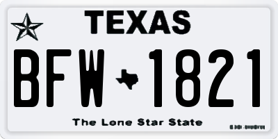TX license plate BFW1821