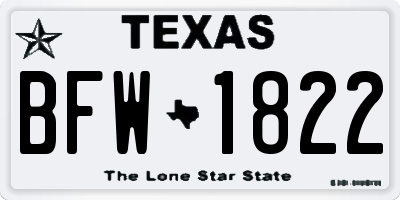 TX license plate BFW1822