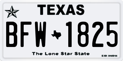 TX license plate BFW1825