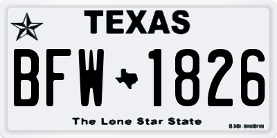 TX license plate BFW1826