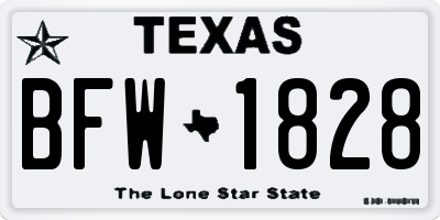 TX license plate BFW1828