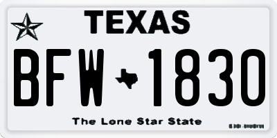 TX license plate BFW1830