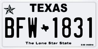 TX license plate BFW1831
