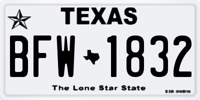 TX license plate BFW1832