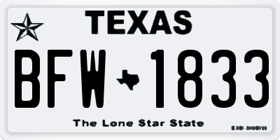 TX license plate BFW1833