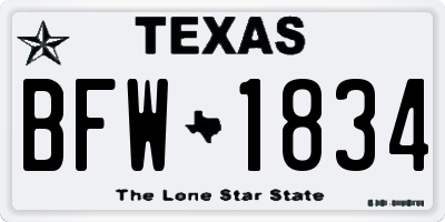 TX license plate BFW1834