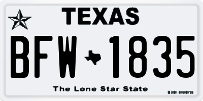 TX license plate BFW1835