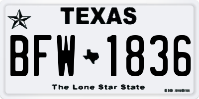 TX license plate BFW1836