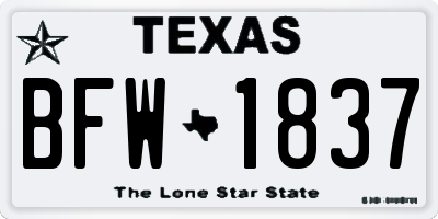 TX license plate BFW1837