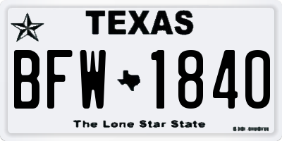 TX license plate BFW1840