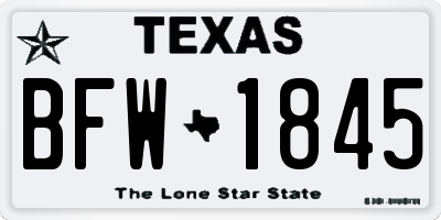 TX license plate BFW1845