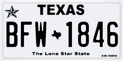 TX license plate BFW1846