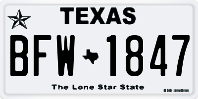 TX license plate BFW1847