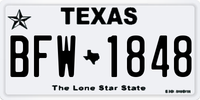 TX license plate BFW1848